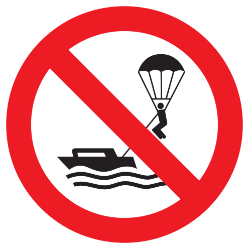 Sticker met pictogram Parasailen verboden ISO7010 - P066