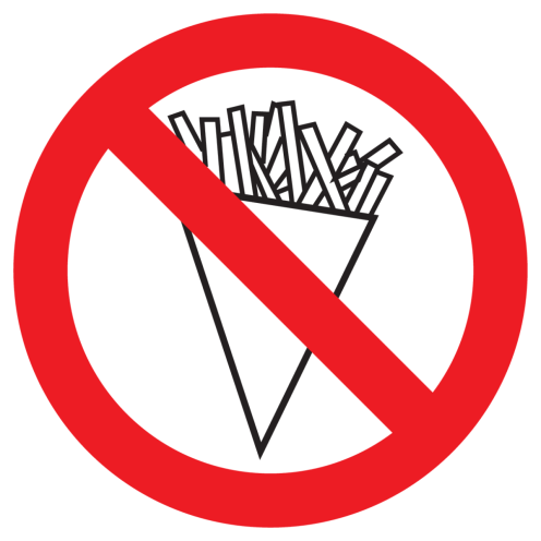 Sticker met pictogram Patat/frites verboden