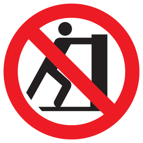 Sticker met pictogram Duwen verboden