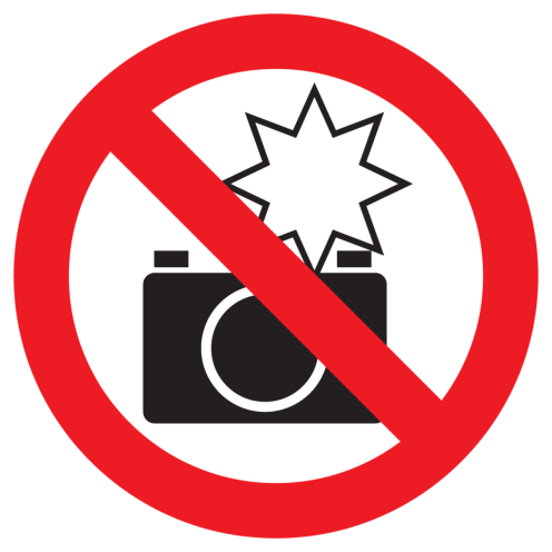 Sticker met pictogram Camera met flits verboden