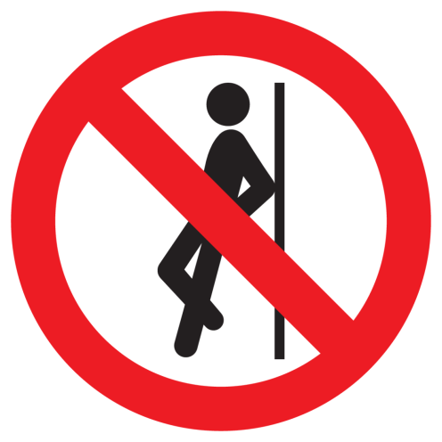 Sticker met pictogram Tegenaan leunen verboden ISO7010 - P041