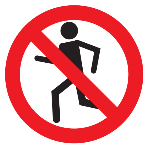 Sticker met pictogram Lopen verboden