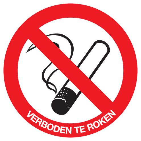 Sticker met pictogram en tekst roken verboden
