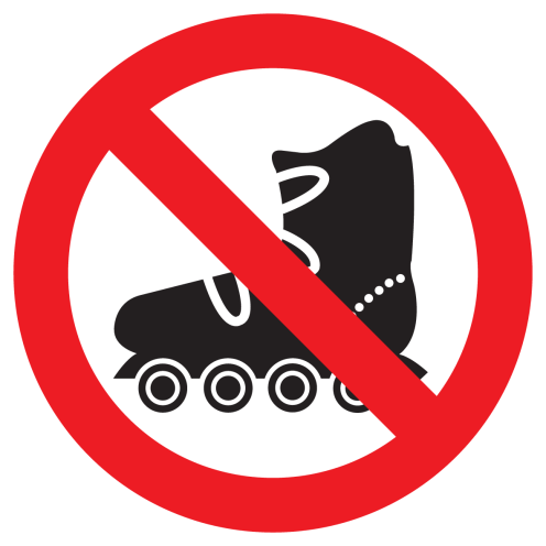 Sticker met pictogram Skeelers verboden