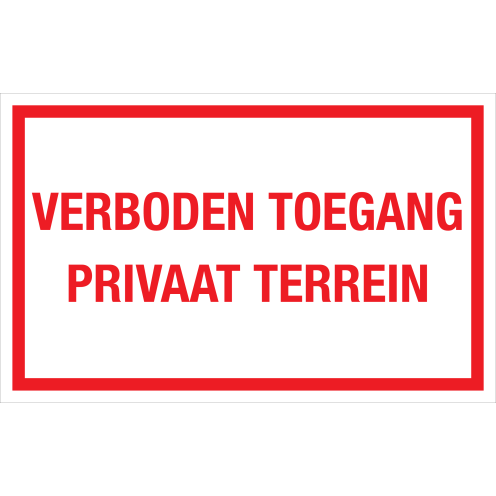 Sticker Verboden Toegang Privaat Terrein - tekststicker met rode tekst