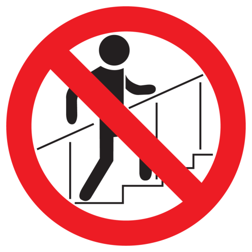 Sticker met pictogram Verboden de trap te gebruiken
