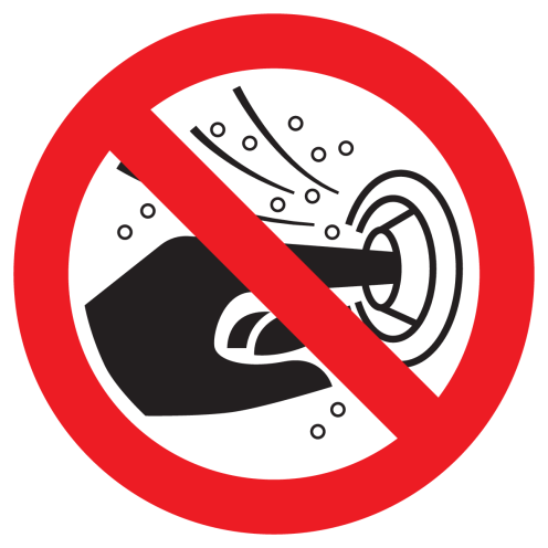 Sticker met pictogram Vinger in nozzle van jetstream steken verboden