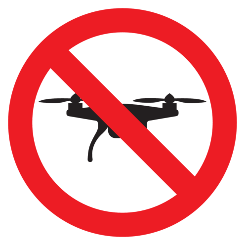 Sticker met pictogram Verboden te vliegen met drones 