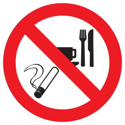 Sticker met pictogram Roken, eten en drinken verboden