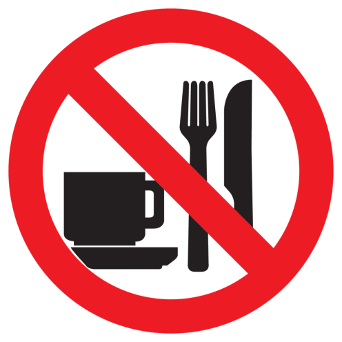 Sticker met pictogram Eten en drinken verboden