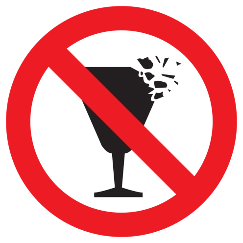 Sticker met pictogram Gebroken glaswerk verboden