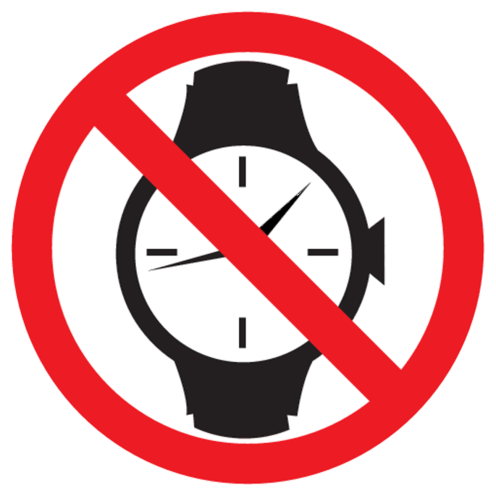 Sticker met pictogram Horloges verboden