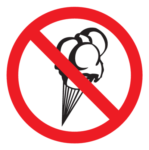 Sticker met pictogram Ijs verboden