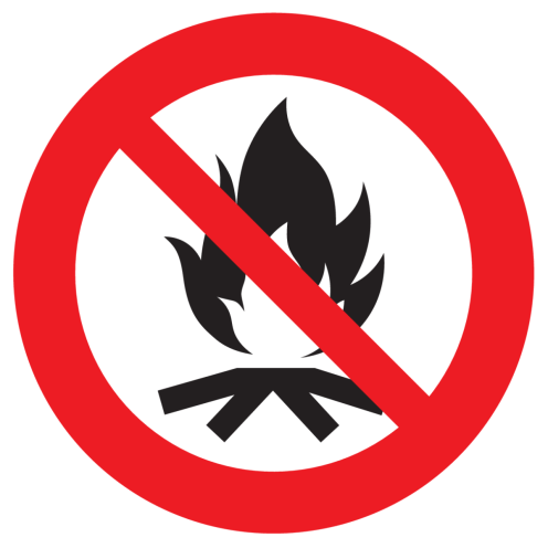 Sticker met pictogram Kampvuur verboden ISO7010 - P045