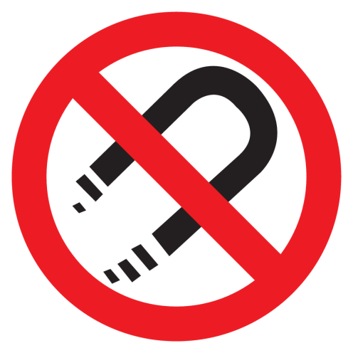 Sticker met pictogram Magneten verboden