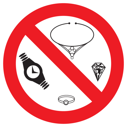 Sticker met pictogram Sieraden verboden