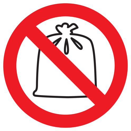 Sticker met pictogram Verboden vuilniszakken te plaatsen