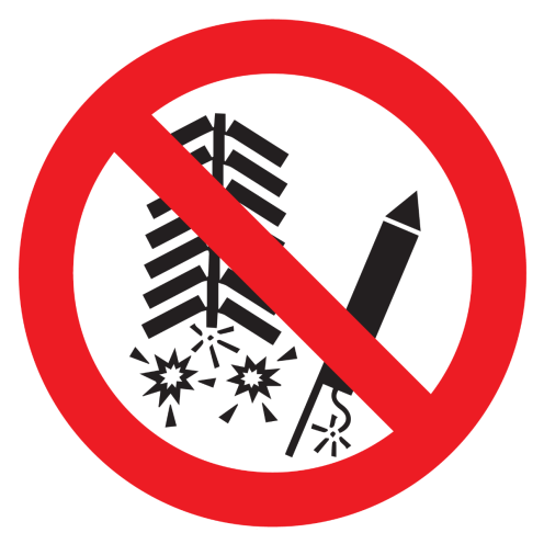 Sticker met pictogram Verboden voor vuurwerk ISO7010 - P040