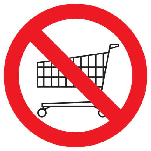 Sticker met pictogram Winkelwagens verboden