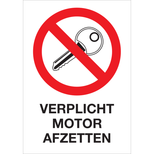 Sticker met pictogram Verplicht motor afzetten