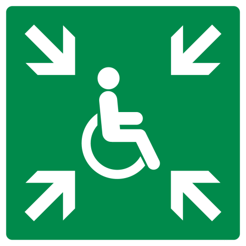 Sticker met pictogram verzamelplaats mindervaliden ISO 7010