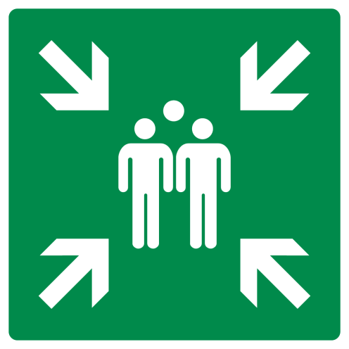 Sticker met pictogram verzamelplaats ISO 7010