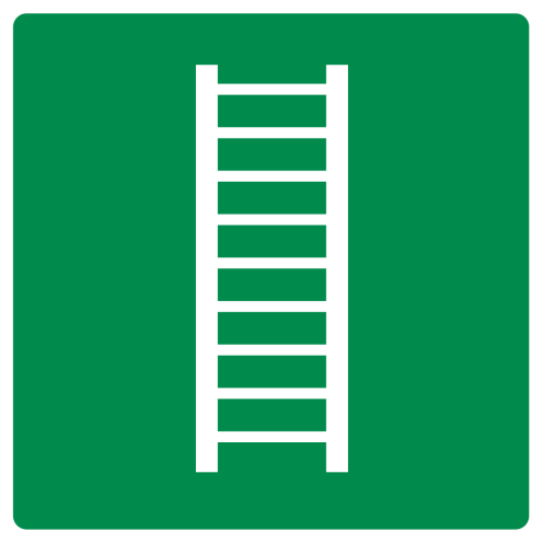 Sticker met pictogram vluchtladder groen ISO 7010