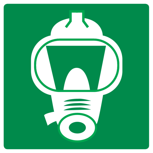 Sticker met pictogram vluchtmasker