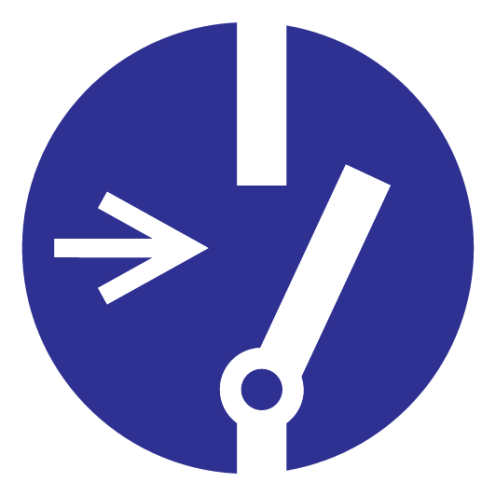Blauwe sticker met pictogram om vrijschakelen bij onderhoud aan te duiden - ISO7010 - M021