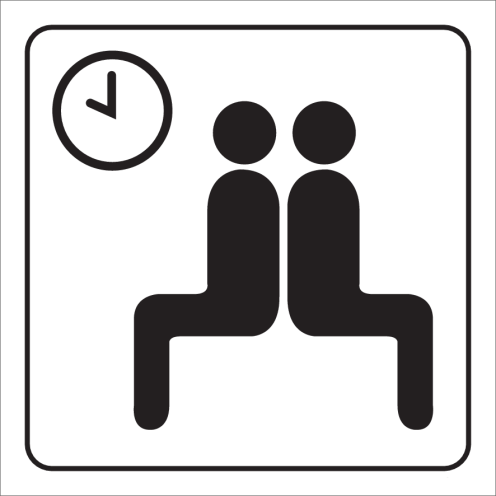 Witte sticker met pictogram om een wachtruimte aan te duiden
