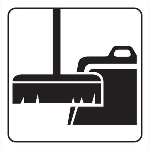 Witte sticker met pictogram voor het aanduiden van een werkkast