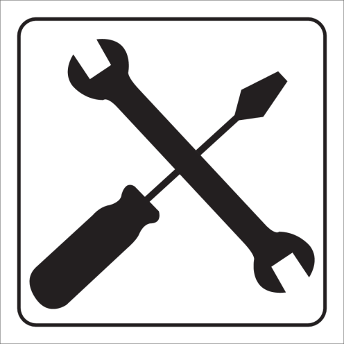 Witte sticker met pictogram voor het aanduiden van een werkplaats of atelier