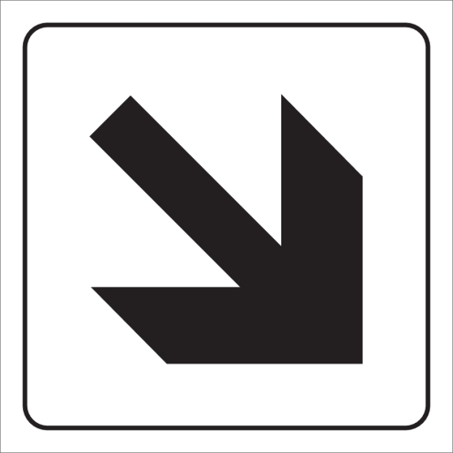 Witte sticker met zwarte pijl voor het aanduiden van de richting van de uitgang