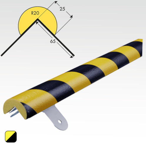 Stootband Hoekbescherming Type A met RVS muurbevestiging