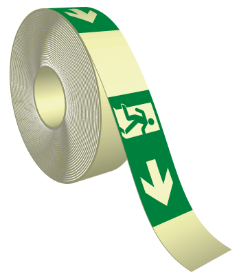 Tape fotoluminescerend nooduitgang rechts