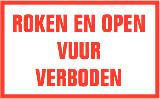 Signicolor aluminium bord met tekst Roken en open vuur verboden