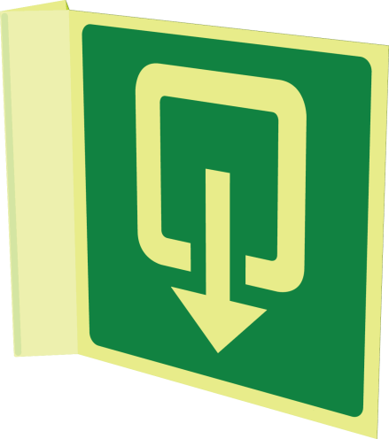 Haaks bord uitgang fotoluminescerend