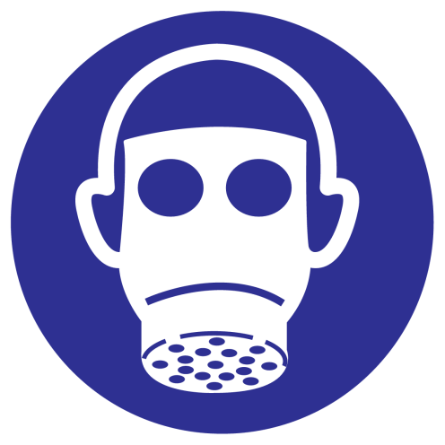 UV sticker met pictogram adembescherming verplicht volgens ISO7010