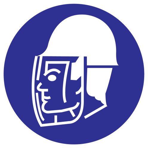 Greenline UV sticker met pictogram om aan te duiden dat het dragen van gelaatsbescherming verplicht is