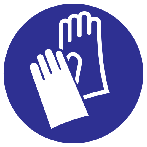 UV sticker met pictogram handschoenen verplicht volgens ISO 7010