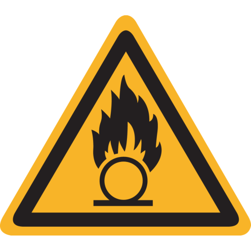 UV Sticker met pictogram "Waarschuwing Oxiderende Stoffen" - ISO 7010 - W028