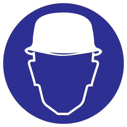 Greenline UV sticker met pictogram om aan te duiden dat het dragen van een veiligheidshelm verplicht is