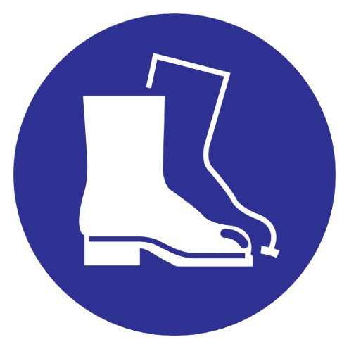 UV sticker met pictogram veiligheidsschoenen verplicht volgens ISO7010