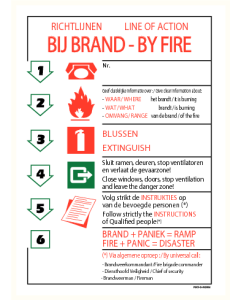Richtlijnen bij brand 1 NL/EN (sticker)