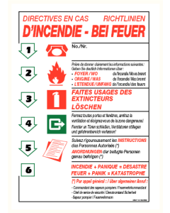 Richtlijnen bij brand 1 FR/DU (bordje)