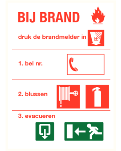 Richtlijnen bij brand 3 NL (bordje)