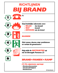 Richtlijnen bij brand 1 NL ISO 7010 (bordje)