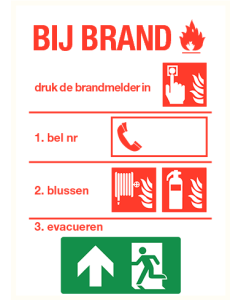 Richtlijnen bij brand 3 ISO 7010 (sticker)