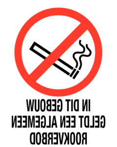 Sticker met pictogram en tekst In dit gebouw geldt een algemeen rookverbod (Raamsticker)