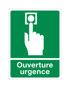 Sticker met pictogram en tekst Noodontgrendeling Deur